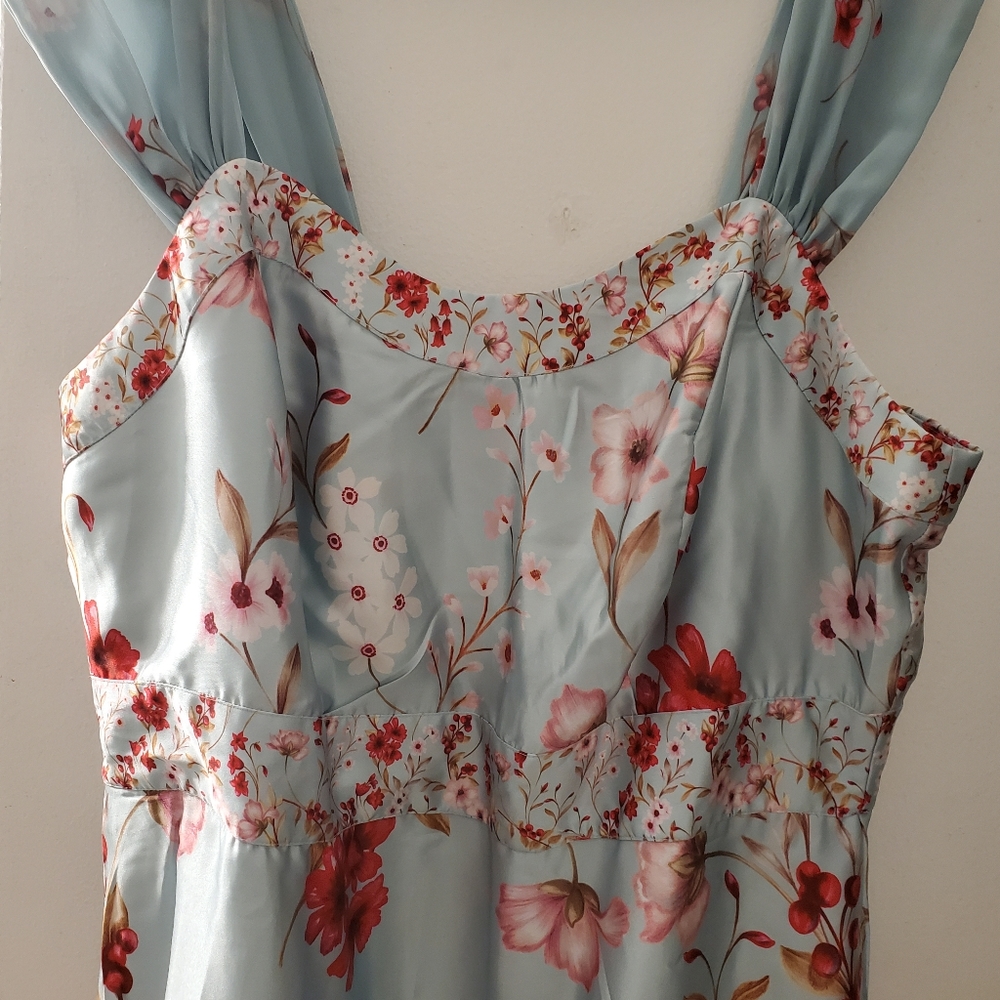 Silky floral dress.